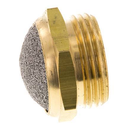 G1'' Brass Compact Pneumatic Muffler 1.4301 Wire Mesh