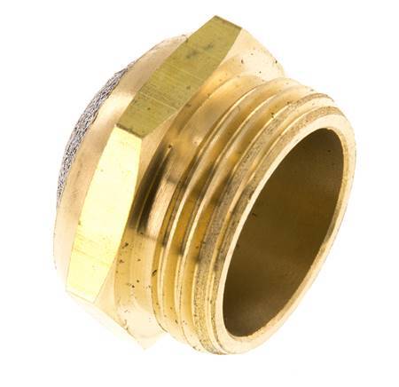 G1'' Brass Compact Pneumatic Muffler 1.4301 Wire Mesh