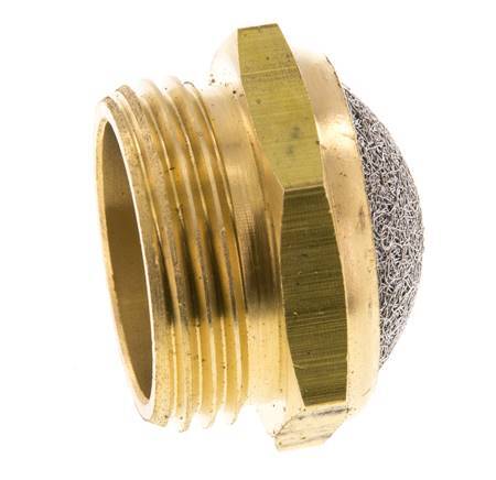 G1'' Brass Compact Pneumatic Muffler 1.4301 Wire Mesh