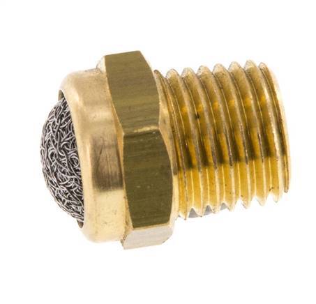NPT 1/4'' Brass Compact Pneumatic Muffler 1.4301 Wire Mesh [5 Pieces]