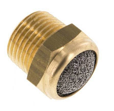 NPT 3/8'' Brass Compact Pneumatic Muffler 1.4301 Wire Mesh [2 Pieces]