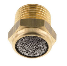 NPT 3/8'' Brass Compact Pneumatic Muffler 1.4301 Wire Mesh [2 Pieces]