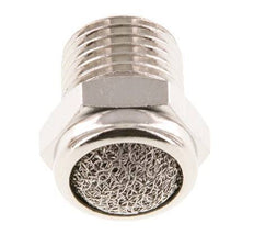 NPT 1/4'' Nickel-Plated Brass Compact Pneumatic Muffler 1.4301 Wire Mesh [5 Pieces]