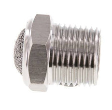 NPT 1/2'' Stainless Steel Compact Pneumatic Muffler 1.4301 Wire Mesh