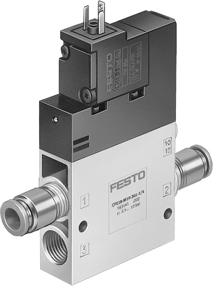 Festo 3/2 NO Monostable Air Solenoid Valve QS-10 1000l/min - 163776