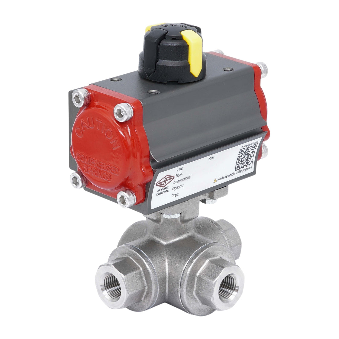 Rp 1-1/2'' L-Port 3-Way Pneumatic Stainless Steel Ball Valve Double-acting