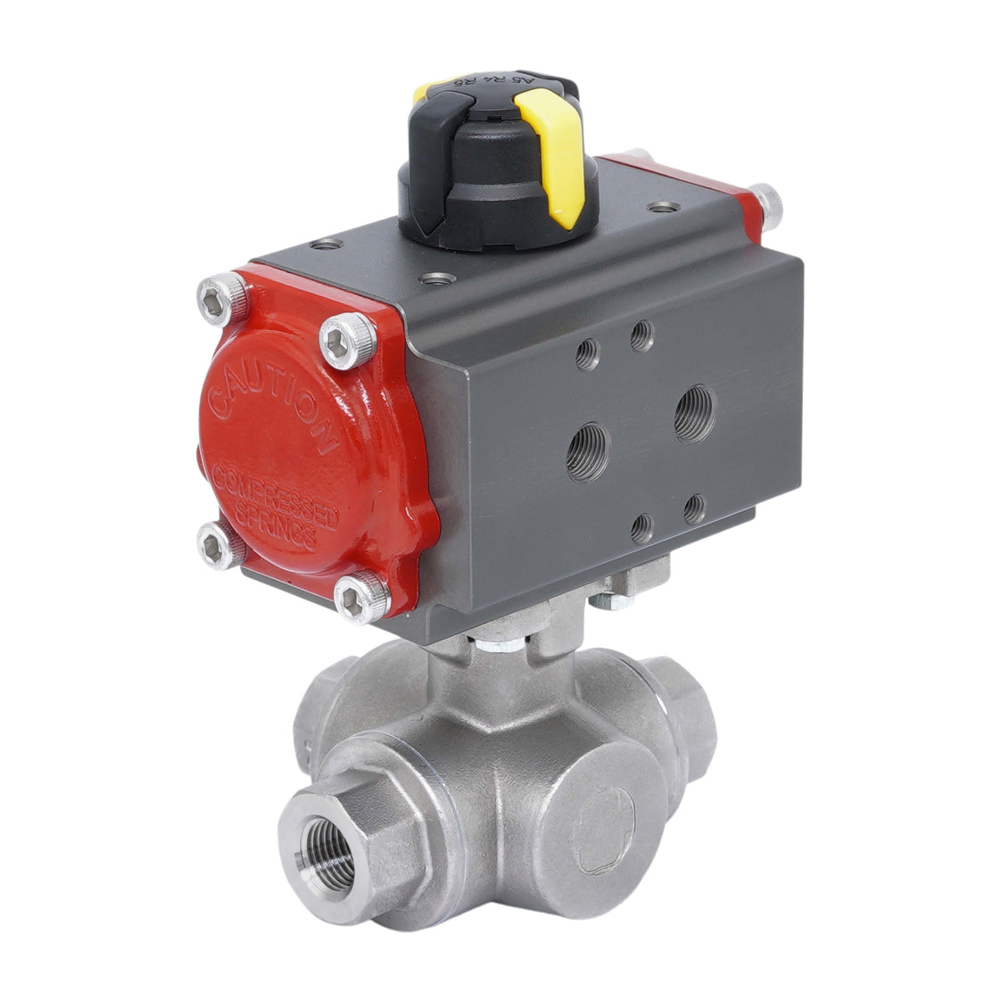 Rp 1-1/2'' T-Port 3-Way Pneumatic Stainless Steel Ball Valve Double-acting