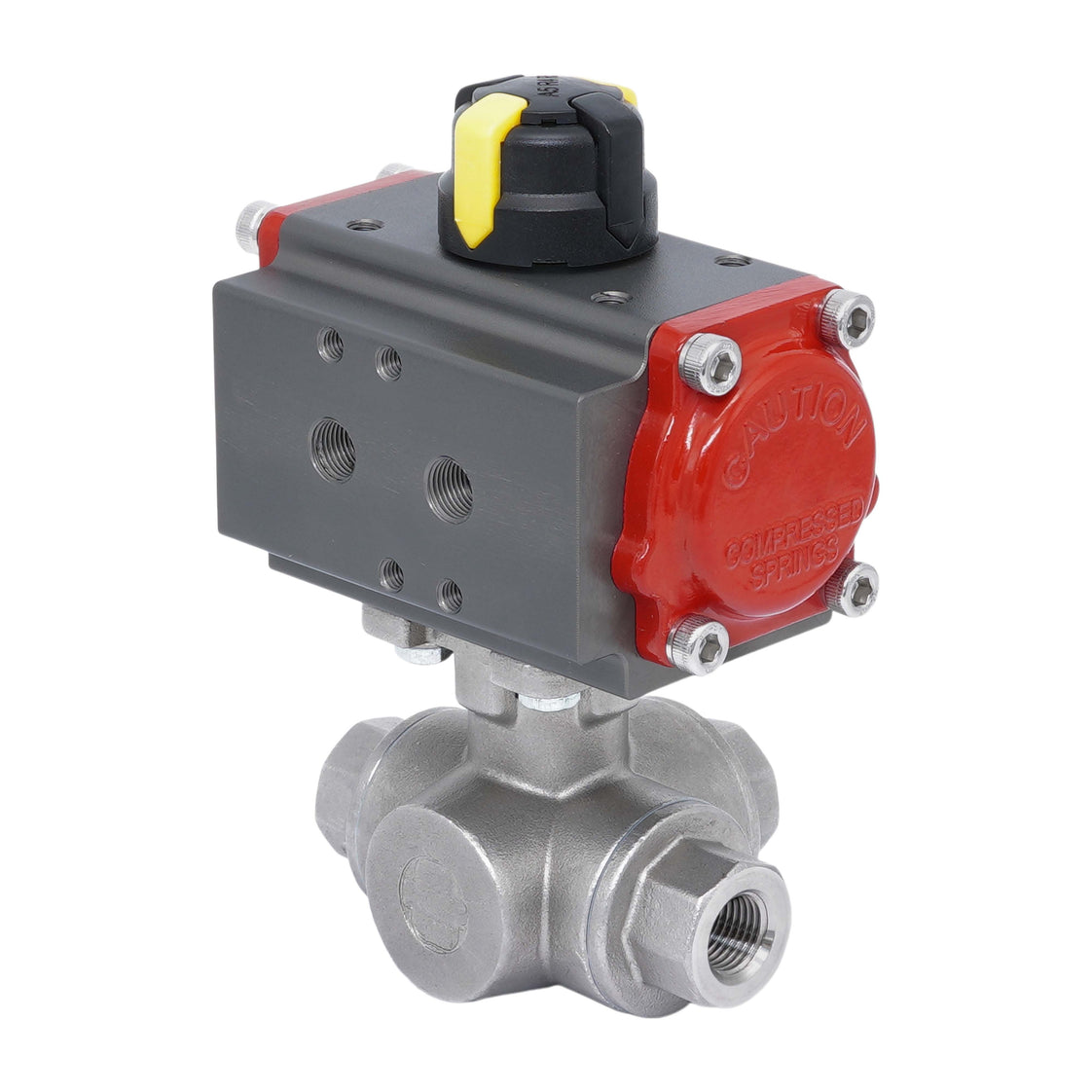 Rp 1-1/2'' T-Port 3-Way Pneumatic Stainless Steel Ball Valve Double-acting