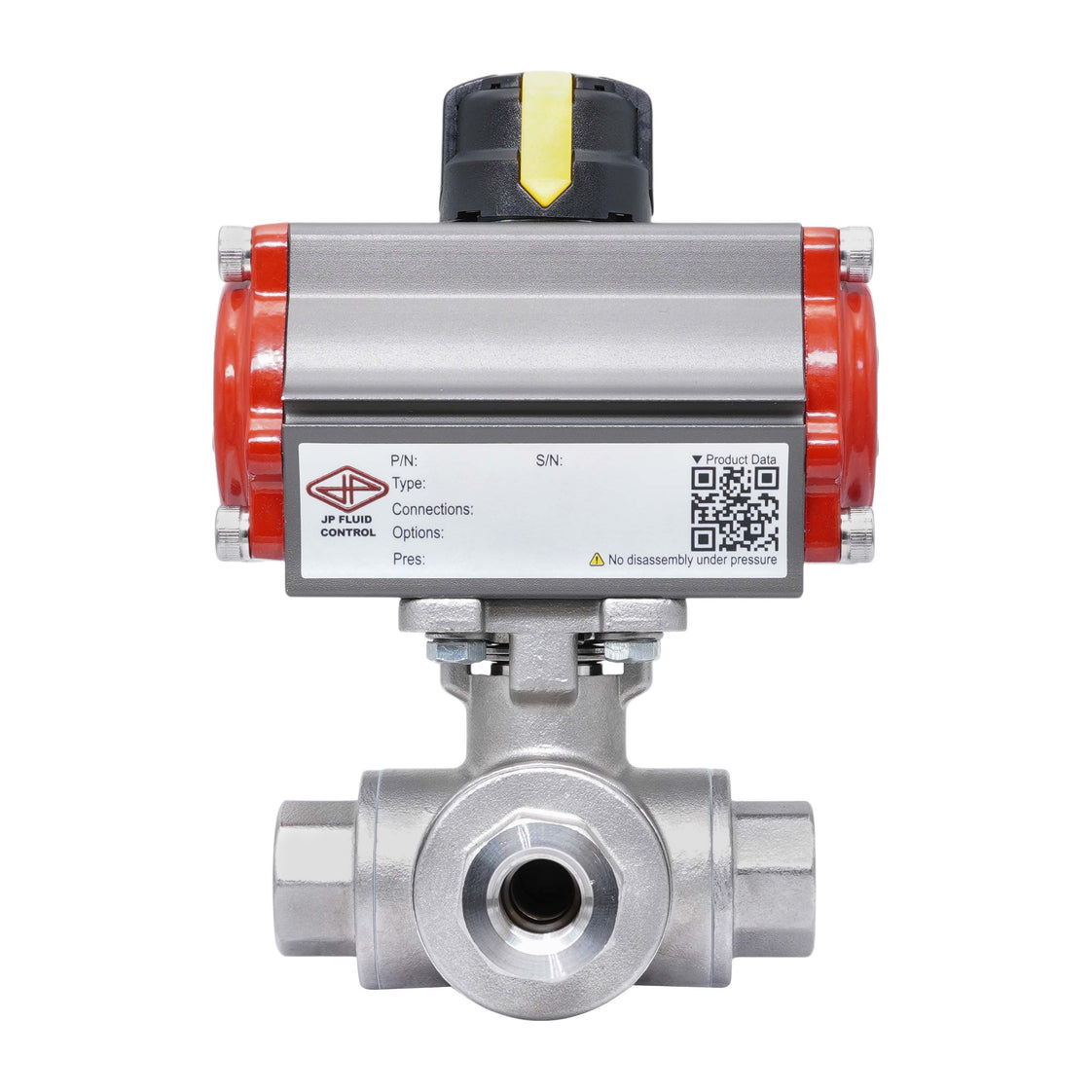 Rp 2'' L-Port 3-Way Pneumatic Stainless Steel Ball Valve Spring-closing