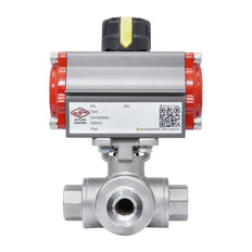 Rp 2'' L-Port 3-Way Pneumatic Stainless Steel Ball Valve Spring-closing