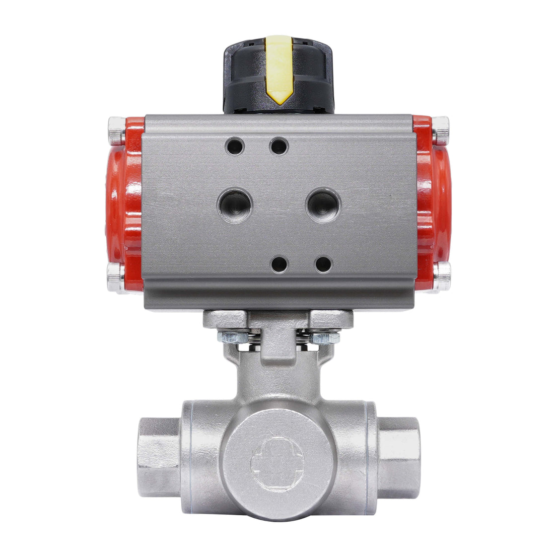 Rp 1-1/2'' T-Port 3-Way Pneumatic Stainless Steel Ball Valve Spring-closing