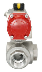 3-Way Pneumatic Ball Valve G1/2'' L-bore Brass Spring Closing