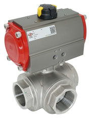 3-Way Pneumatic Ball Valve G1/2'' T-bore Brass Double Acting