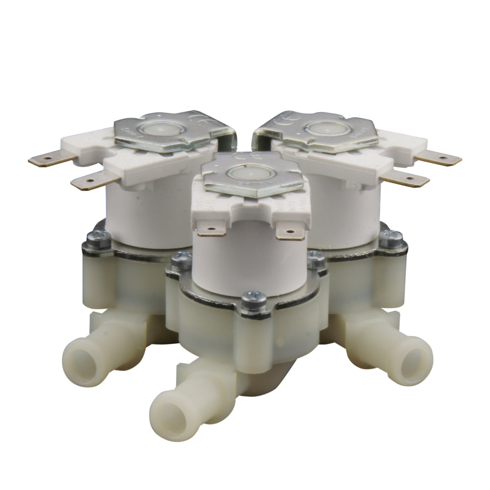 Solenoid Valve RPE triple 3/4''x10mm nylon NBR 180° 0.2-10bar 24V DC