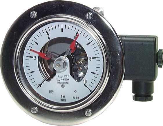 Contact Pressure Gauge 1NC/2NO 0..10bar (145psi) Stainless Steel/Brass 160mm Class 1 Rear Connection