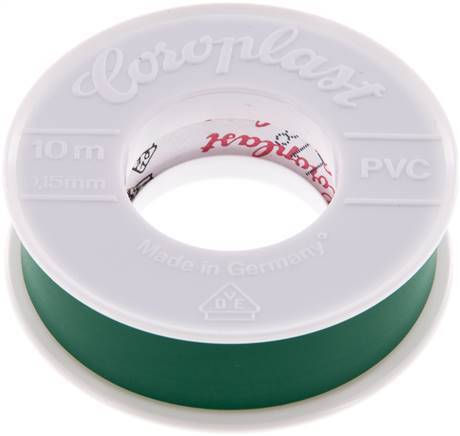 Electrical Insulation Tape VDE-tested 15mm/10m Green [10 Pieces]
