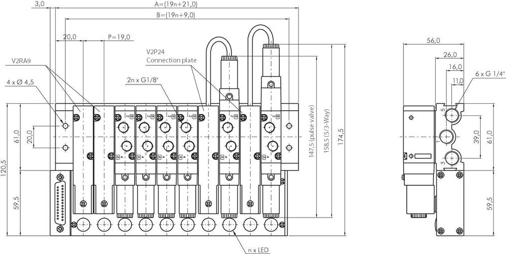 4x Multipole-Connector YPC SF2000 Valves 24VDC