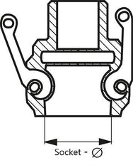 Camlock DN 32 (1 1/4'') Stainless Steel Safety Coupling Rp 1 1/4'' Female Thread Type D MIL-C-27487