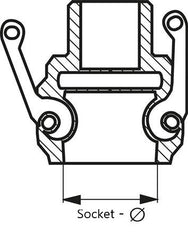 Camlock DN 40 (1 1/2'') Stainless Steel Safety Coupling Hose Pillar (38 mm) Type C MIL-C-27487