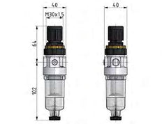 Filter-Regulator G1/8'' 350 l/min 0.5-10.0bar/7-145psi Auto Polycarbonate Standard 0