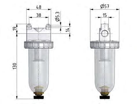 Filter 5microns G3/8'' 800 l/min Semi-Auto Metal Standard 1
