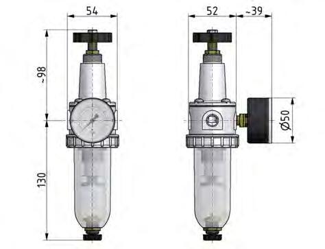 Filter-Regulator G1/4'' 900 l/min 0.1-3.0bar/1-44psi Semi-Auto Polycarbonate Standard 1