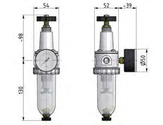Filter-Regulator G3/8'' 900 l/min 0.5-10.0bar/7-145psi Semi-Auto Metal Standard 1