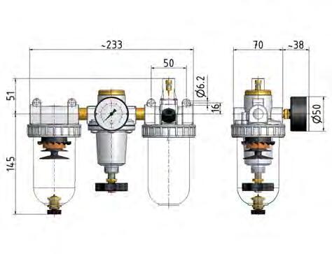 FRL 3-Part G3/8'' 1400 l/min 0.5-16.0bar/7-232psi Semi-Auto Metal Standard 2