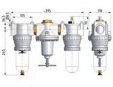 FRL 3-Part G1 1/4'' 4900 l/min 0.5-10.0bar/7-145psi Semi-Auto Protective Cage Polycarbonate Standard 5