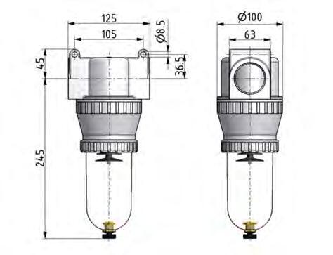 Filter 40microns G1 1/2'' 12500 l/min Auto (Closed Without Pressure) Polycarbonate Standard 5