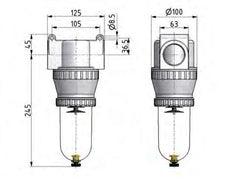 Filter 40microns G1 1/2'' 12500 l/min Auto (Closed Without Pressure) Polycarbonate Standard 5
