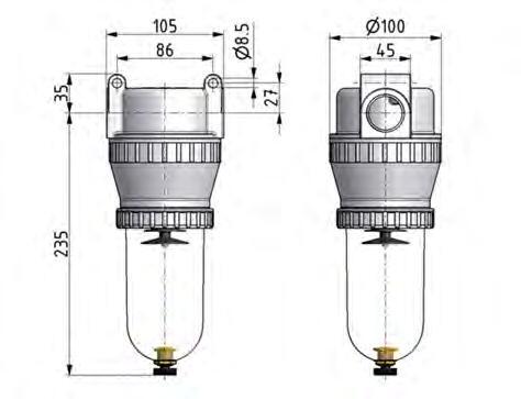Filter 40microns G1'' 12500 l/min Semi-Auto Protective Cage Polycarbonate Standard 5