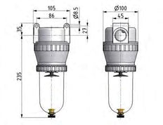 Filter 40microns G1'' 12500 l/min Auto (Closed Without Pressure) Polycarbonate Standard 5
