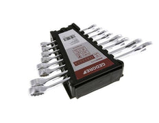 8 - 19mm Gedore Red 8-piece Set of Open End Wrenches With 15 Degrees Angled Box End