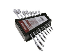 8 - 19mm Gedore Red 8-piece Set of Open End Wrenches With 15 Degrees Angled Box End