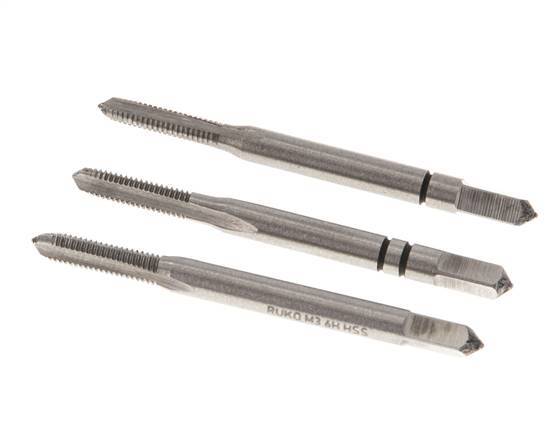 3-Piece Hand Thread Tap M 3x0.50 Standard Thread (DIN 352)
