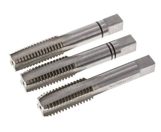 3-Piece Hand Thread Tap M 18x2.50 Standard Thread (DIN 352)
