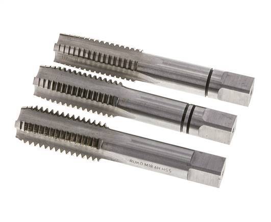3-Piece Hand Thread Tap M 18x2.50 Standard Thread (DIN 352)