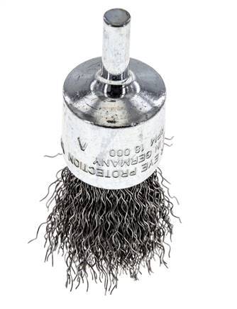 End Wire Brush 23 mm 6 mm Shaft Steel Wire 0.3 mm Corrugated