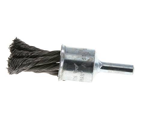 End Wire Brush 19 mm 6 mm Shaft Steel Wire 0.35 mm 6xBraided
