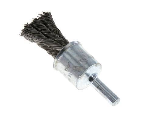 End Wire Brush 19 mm 6 mm Shaft Steel Wire 0.35 mm 6xBraided