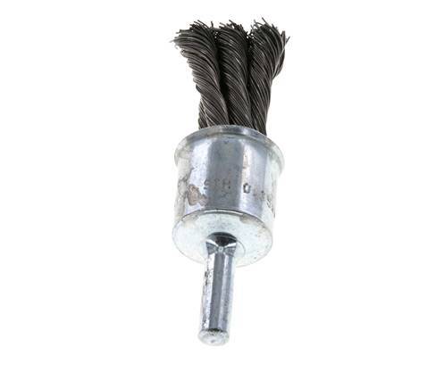 End Wire Brush 19 mm 6 mm Shaft Steel Wire 0.35 mm 6xBraided