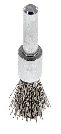 End Wire Brush 12 mm 6 mm Shaft Stainless Steel Wire 0.3 mm Corrugated