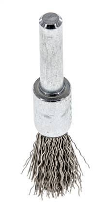 End Wire Brush 12 mm 6 mm Shaft Stainless Steel Wire 0.3 mm Corrugated