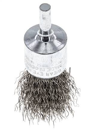 End Wire Brush 23 mm 6 mm Shaft Stainless Steel Wire 0.3 mm Corrugated