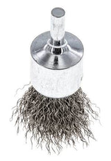 End Wire Brush 23 mm 6 mm Shaft Stainless Steel Wire 0.3 mm Corrugated
