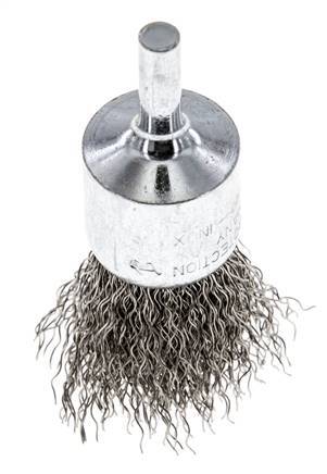 End Wire Brush 23 mm 6 mm Shaft Stainless Steel Wire 0.3 mm Corrugated