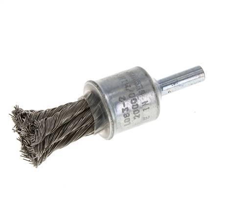 End Wire Brush 19 mm 6 mm Shaft Stainless Steel Wire 0.35 mm 6xBraided