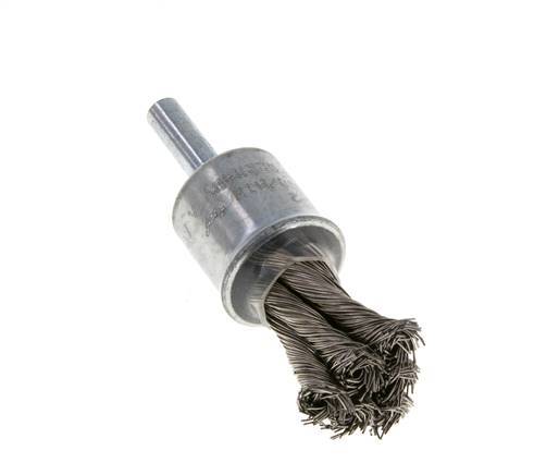 End Wire Brush 19 mm 6 mm Shaft Stainless Steel Wire 0.35 mm 6xBraided