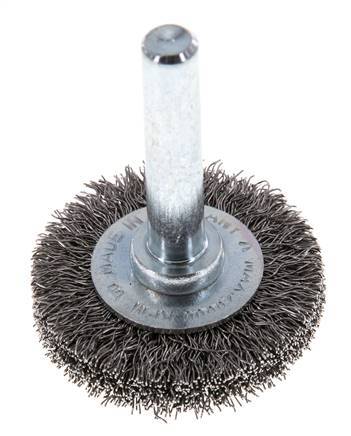 Round Brush 30x6 mm 6 mm Shaft Steel Wire 0.2 mm Corrugated